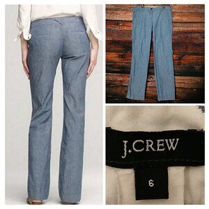 J Crew Pants 6 Belmarin City Fit 100% Cotton Chambray Blue Low Rise Straight